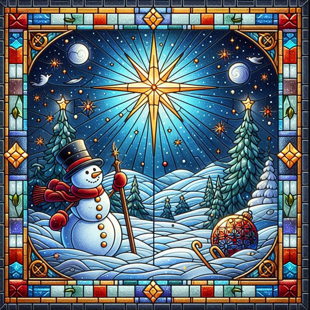 Glass Painting Style Christmas - Full Square Drill Diamond Painting 40*40CM