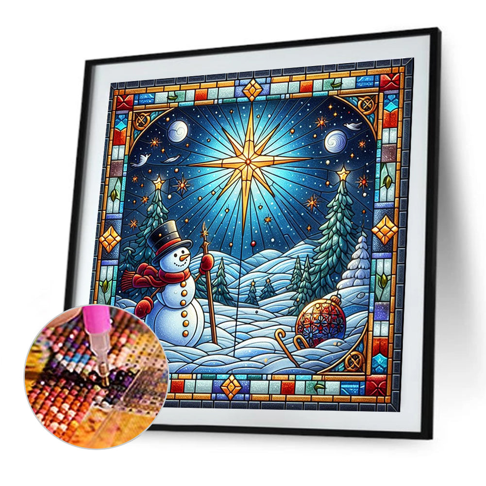 Glass Painting Style Christmas - Full Square Drill Diamond Painting 40*40CM