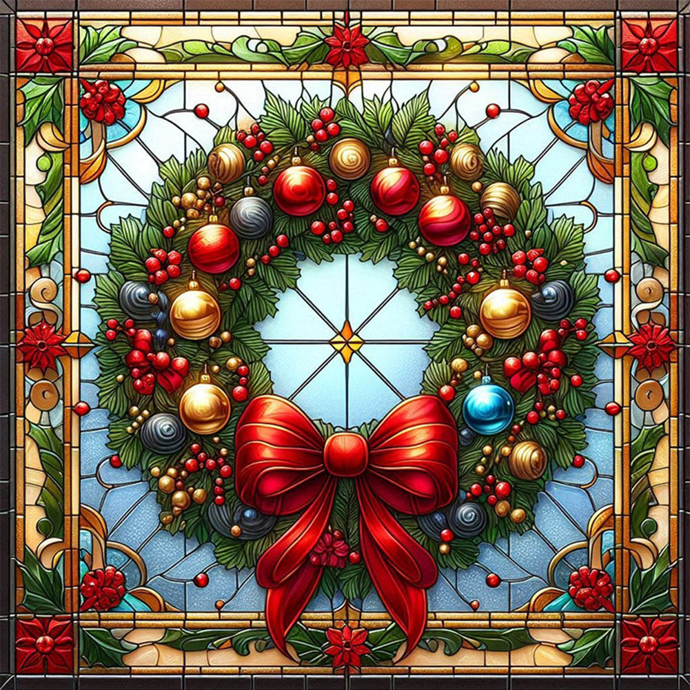 Glass Painting Style Christmas - Full Square Drill Diamond Painting 40*40CM