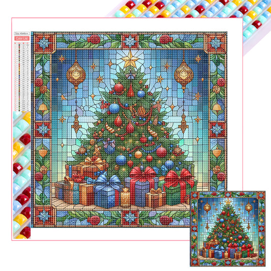 Glass Painting Style Christmas - Full Square Drill Diamond Painting 40*40CM