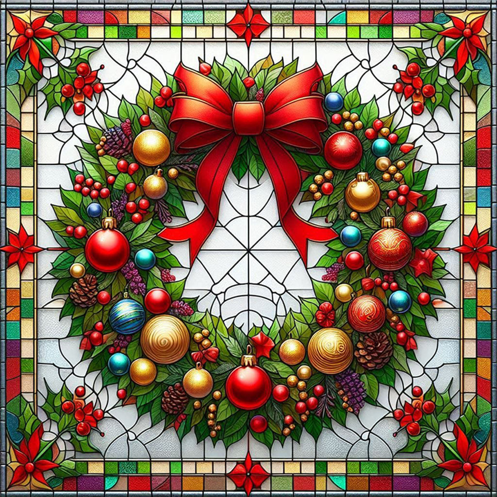 Glass Painting Style Christmas - Full Square Drill Diamond Painting 40*40CM