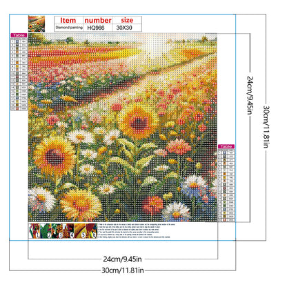 Sunflowers And Daisies Field - Full Round Drill Diamond Painting 30*30CM