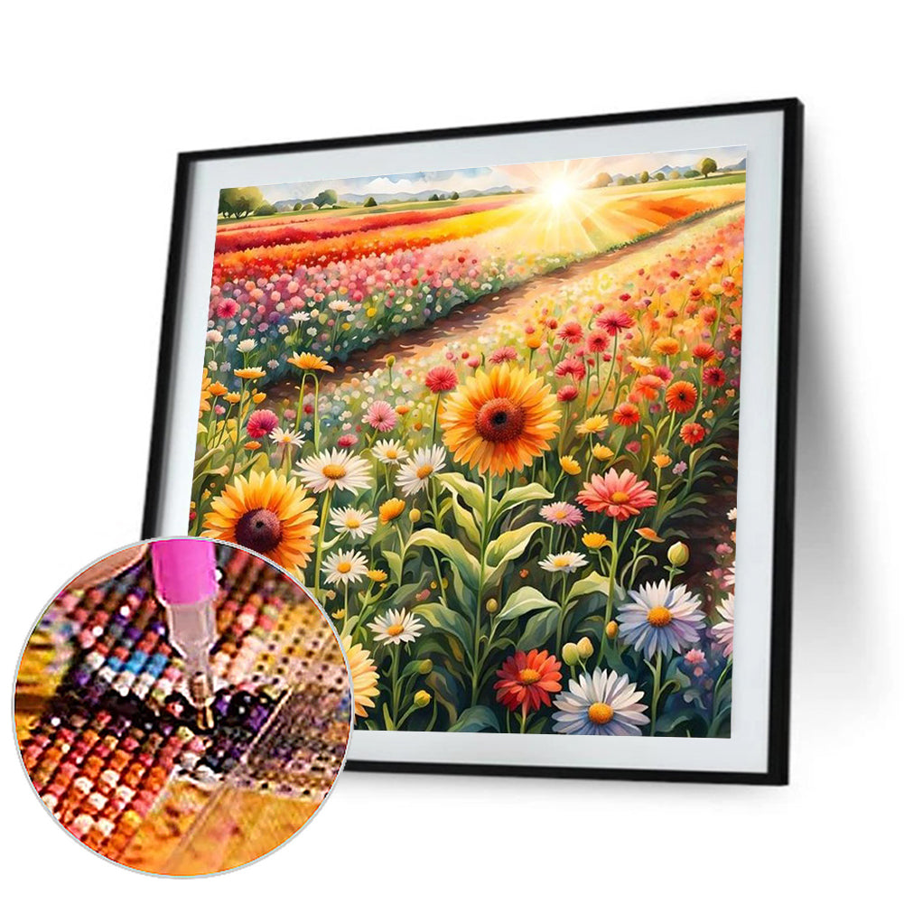 Sunflowers And Daisies Field - Full Round Drill Diamond Painting 30*30CM