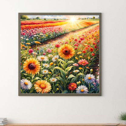 Sunflowers And Daisies Field - Full Round Drill Diamond Painting 30*30CM