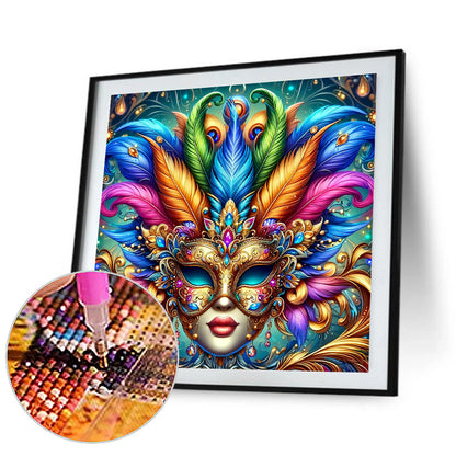 Diamond Mask Feather - Full Round Drill Diamond Painting 30*30CM