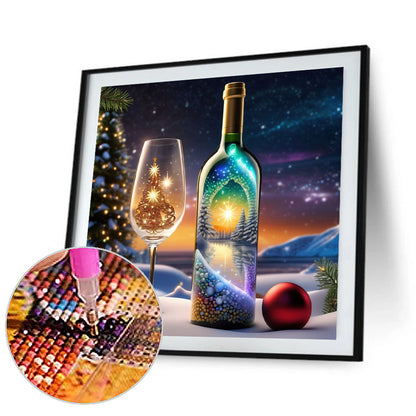 Snowy Christmas Tree In A Bottle - Full Round Drill Diamond Painting 30*30CM