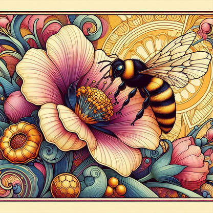 Flowers And Honey Bees - Full Round Drill Diamond Painting 30*30CM