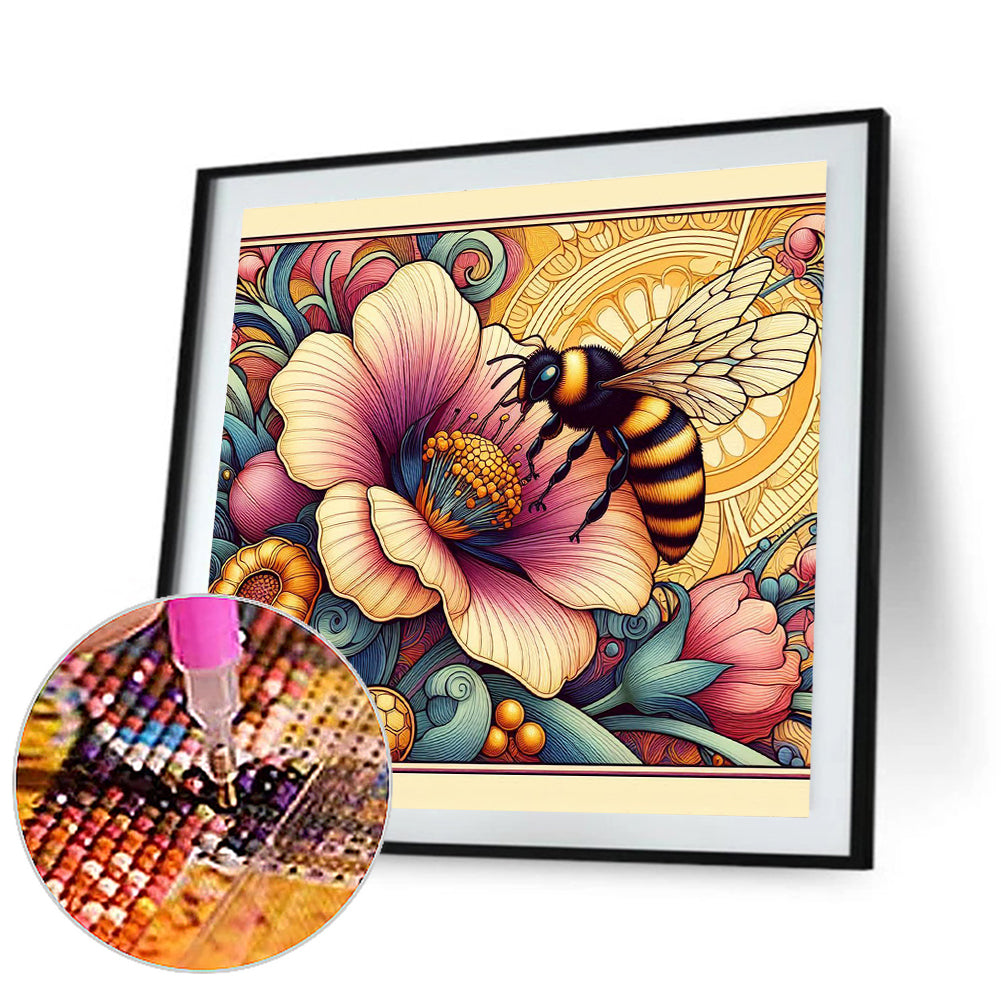 Flowers And Honey Bees - Full Round Drill Diamond Painting 30*30CM