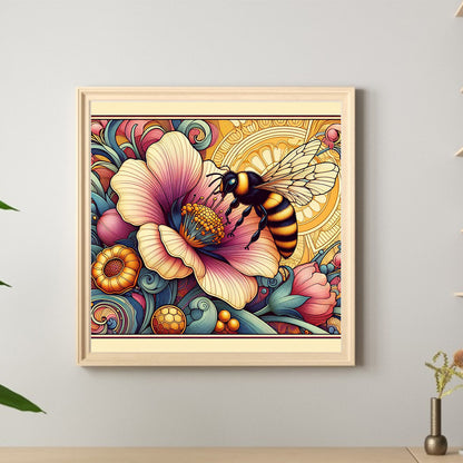 Flowers And Honey Bees - Full Round Drill Diamond Painting 30*30CM