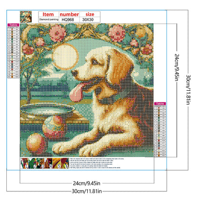 Garden Golden Retriever - Full Round Drill Diamond Painting 30*30CM