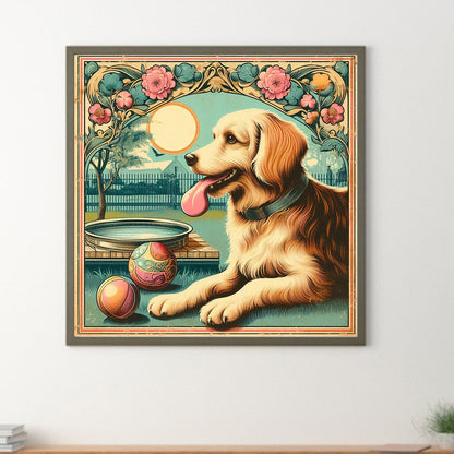 Garden Golden Retriever - Full Round Drill Diamond Painting 30*30CM