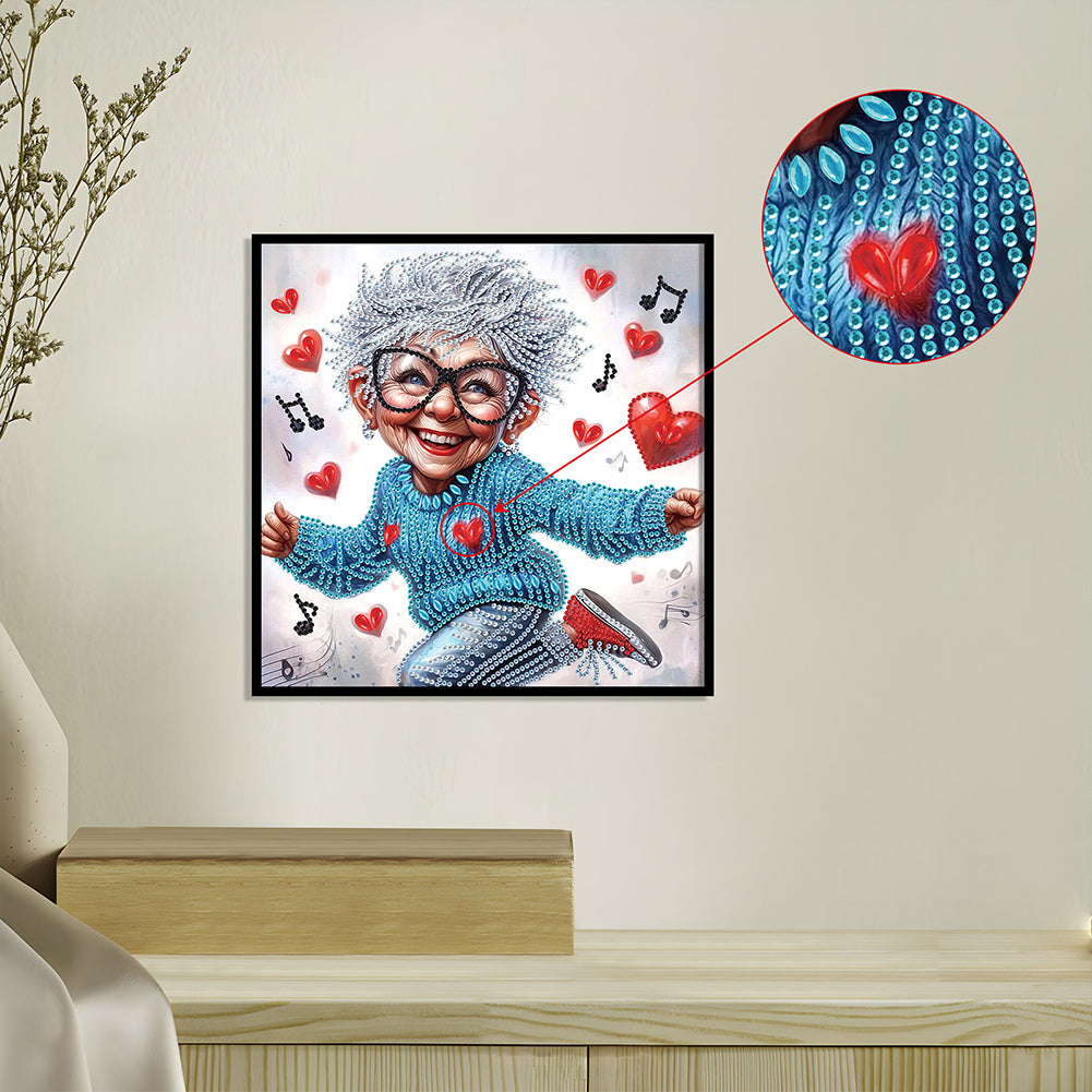 Cute Granny - Special Shaped Drill Diamond Painting 30*30CM