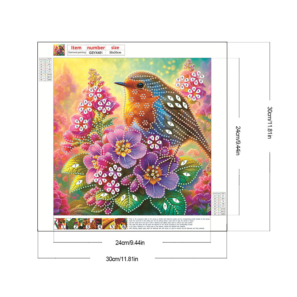 Birdsong And Flowers - Special Shaped Drill Diamond Painting 30*30CM