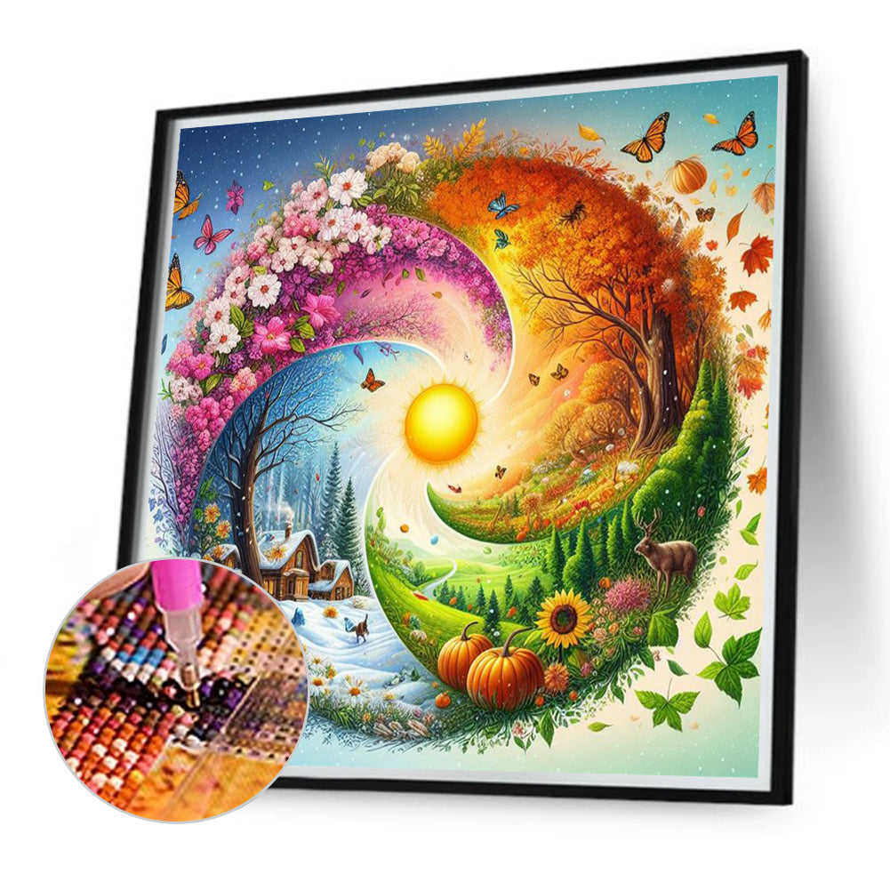 Four Seasons Scenery - Full Round Drill Diamond Painting 40*40CM