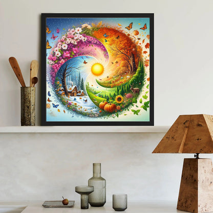 Four Seasons Scenery - Full Round Drill Diamond Painting 40*40CM