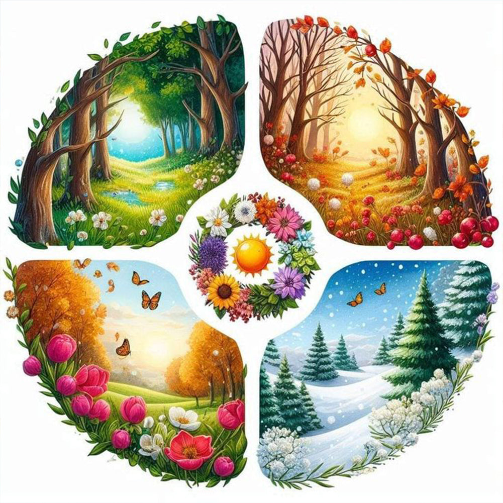 Four Seasons Scenery - Full Round Drill Diamond Painting 40*40CM