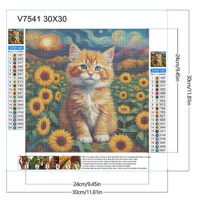 Sunflower Orange Cat - Full Round Drill Diamond Painting 30*30CM