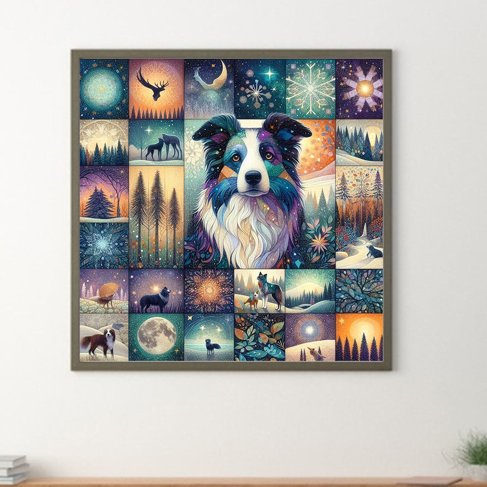 Landscape Border Collie - Full Round Drill Diamond Painting 30*30CM