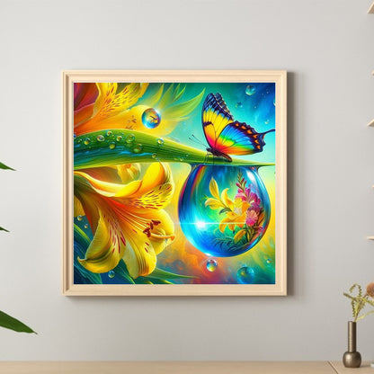 Butterfly Lily - Full Round Drill Diamond Painting 30*30CM