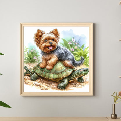 Painted Turtle Yorkshire Terrier - Full Round Drill Diamond Painting 30*30CM