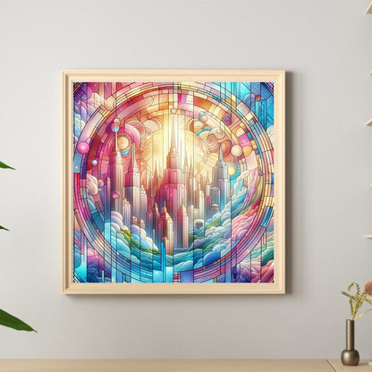 Glass Wind City - Full Round Drill Diamond Painting 40*40CM