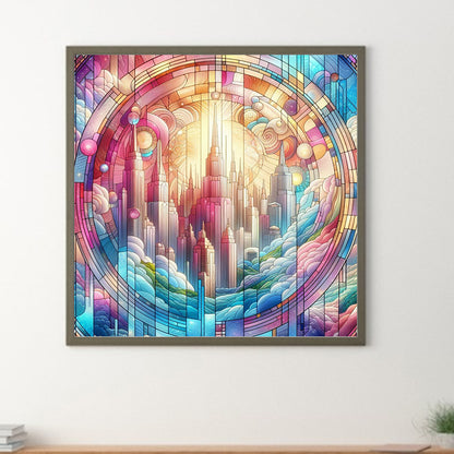 Glass Wind City - Full Round Drill Diamond Painting 40*40CM