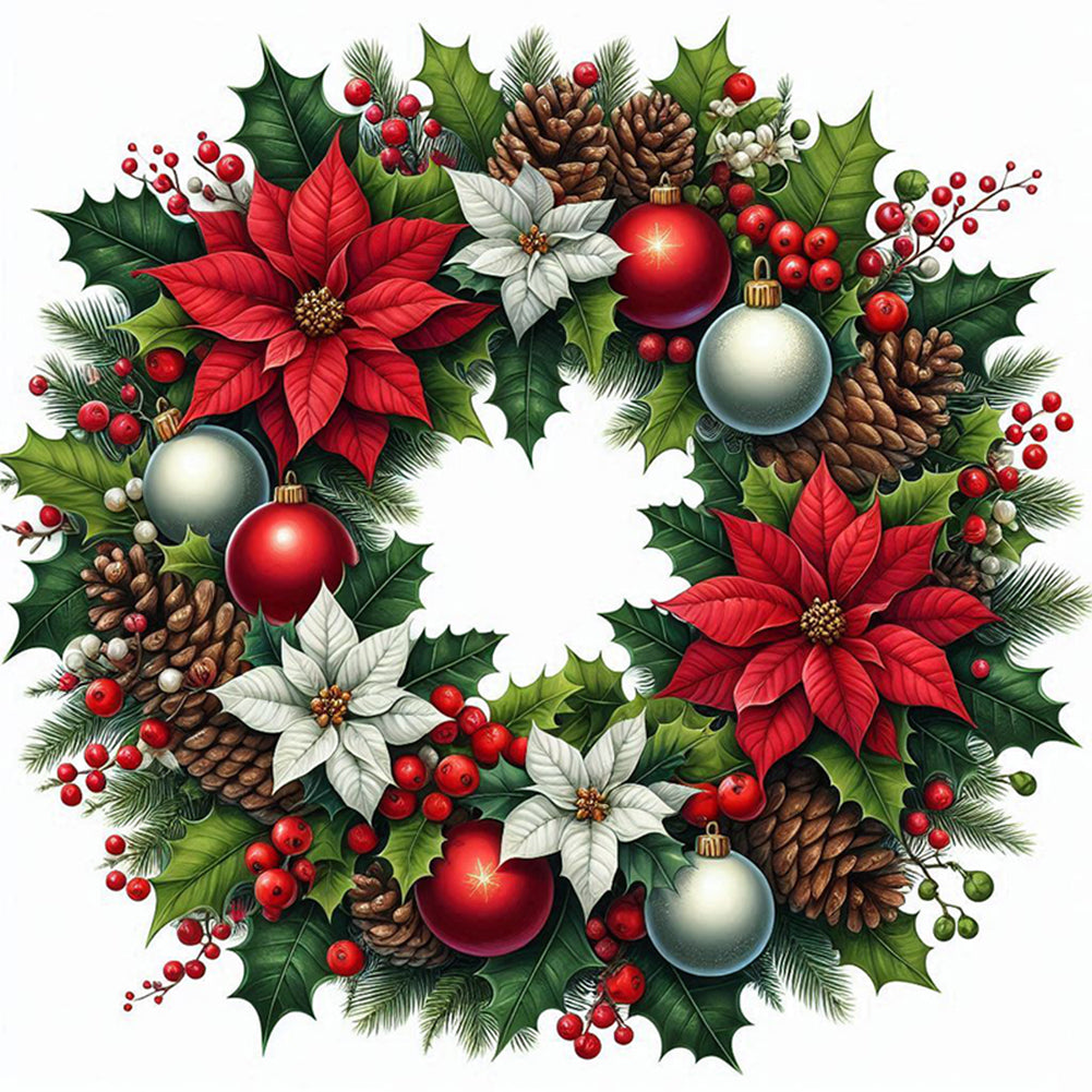 Christmas Wreath - Full AB Square Drill Diamond Painting 30*30 CM