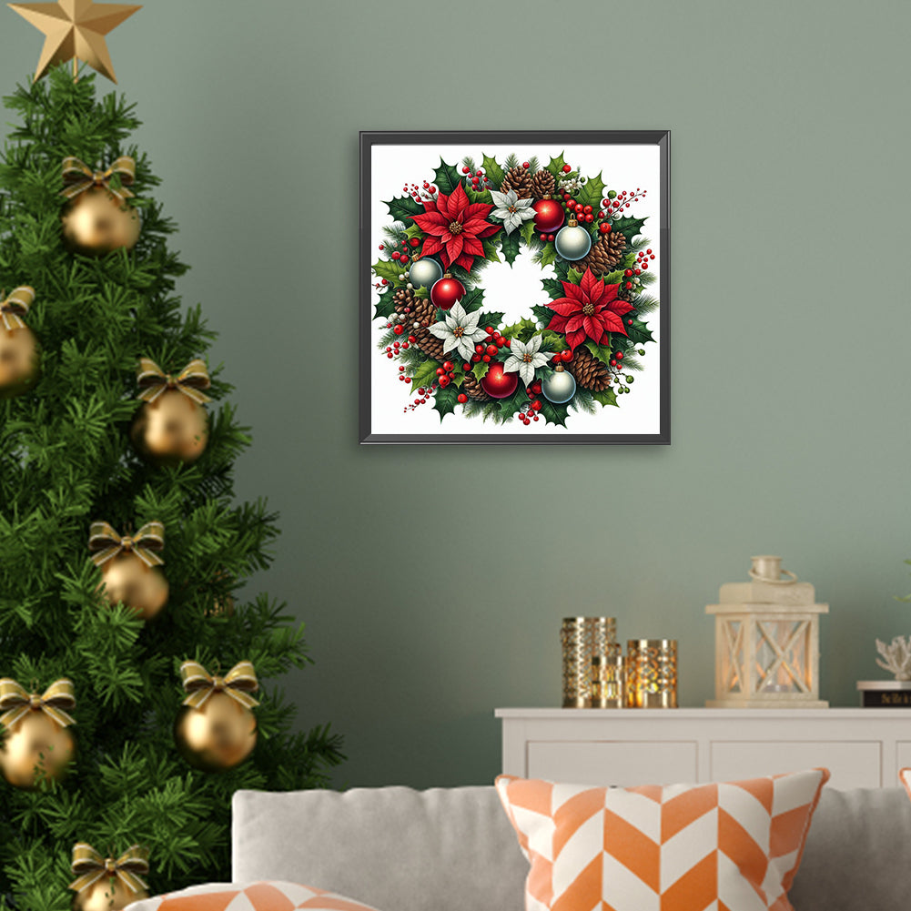 Christmas Wreath - Full AB Square Drill Diamond Painting 30*30 CM