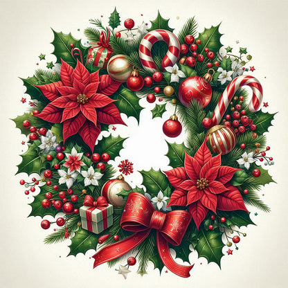 Christmas Wreath - Full AB Square Drill Diamond Painting 30*30 CM