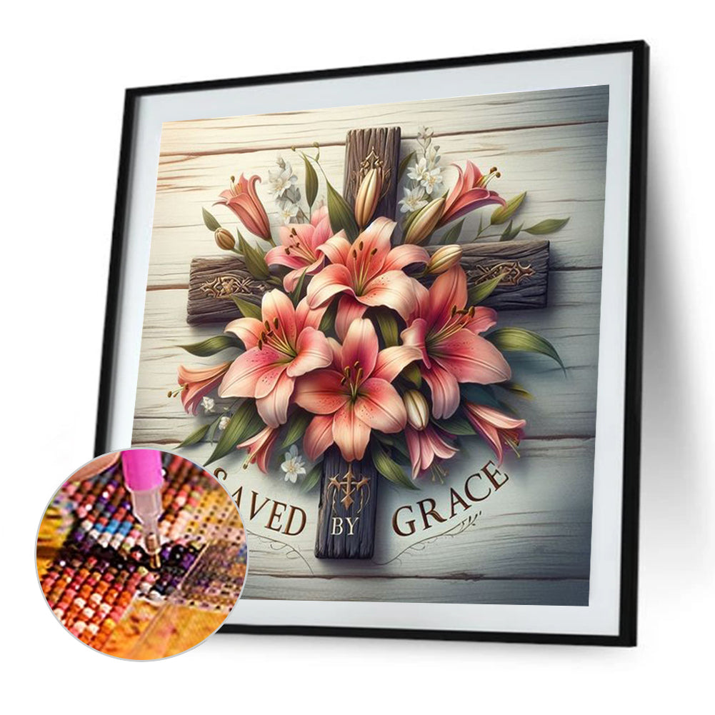 Cross Flowers - Full AB Square Drill Diamond Painting 40*40CM