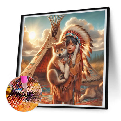 Indian Child - Full Round Drill Diamond Painting 30*30CM