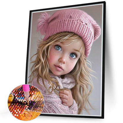 Big Eyes Girl - Full Round Drill Diamond Painting 40*50CM