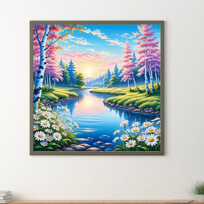 Flowery River - Full Round Drill Diamond Painting 30*30CM