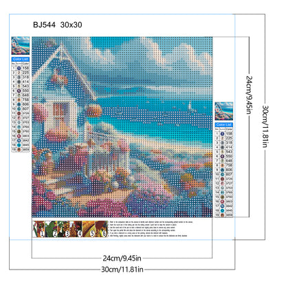 Seaside Sailboat Villa - Full Round Drill Diamond Painting 30*30CM