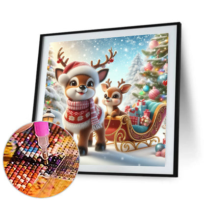 Sled Elk - Full Round Drill Diamond Painting 30*30CM