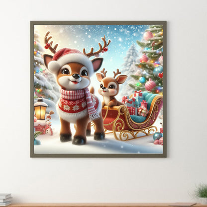 Sled Elk - Full Round Drill Diamond Painting 30*30CM