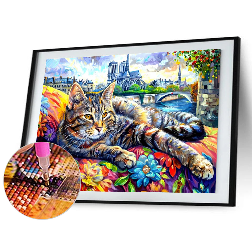 Cat - Full Round Drill Diamond Painting 40*30CM