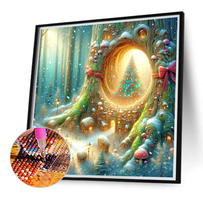 Christmas In The Forest Mini Town - Full Round Drill Diamond Painting 30*30CM