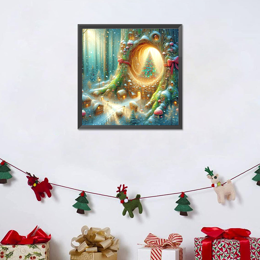 Christmas In The Forest Mini Town - Full Round Drill Diamond Painting 30*30CM