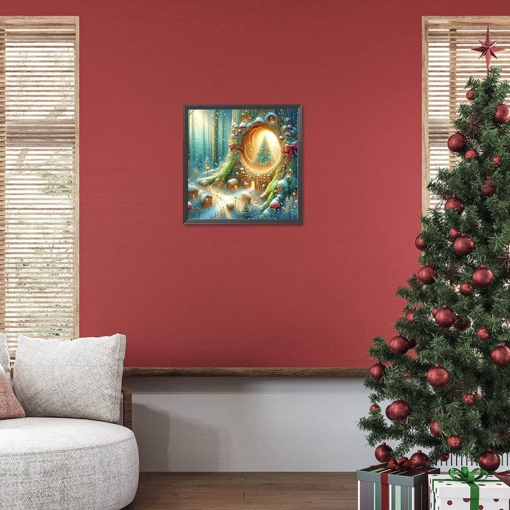 Christmas In The Forest Mini Town - Full Round Drill Diamond Painting 30*30CM