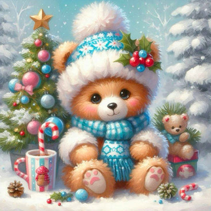 Winter Bear Christmas - Full Round Drill Diamond Painting 30*30CM