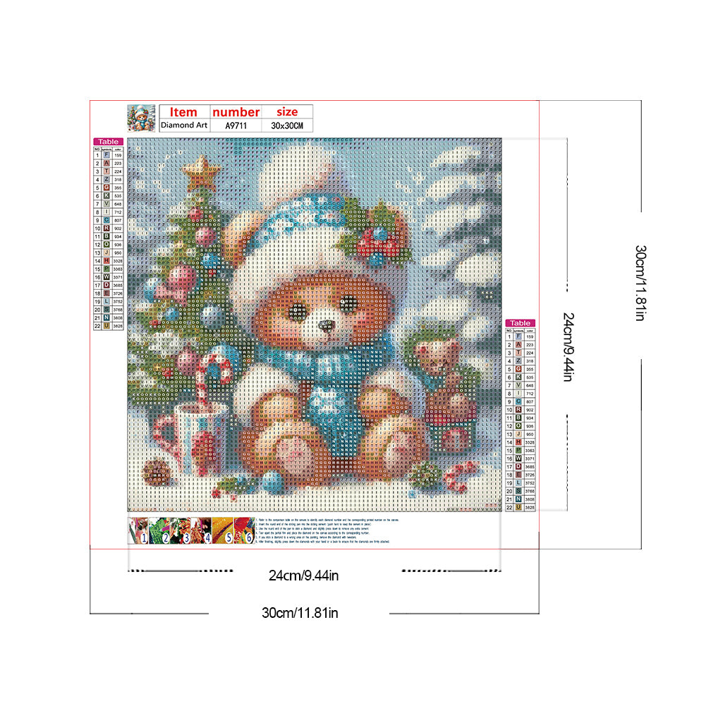 Winter Bear Christmas - Full Round Drill Diamond Painting 30*30CM