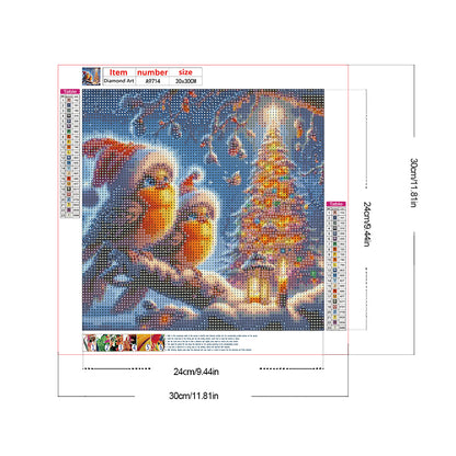 Forest Bird Christmas - Full Round Drill Diamond Painting 30*30CM