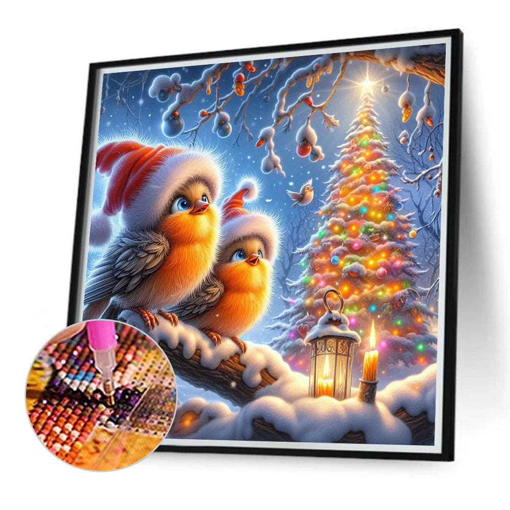 Forest Bird Christmas - Full Round Drill Diamond Painting 30*30CM