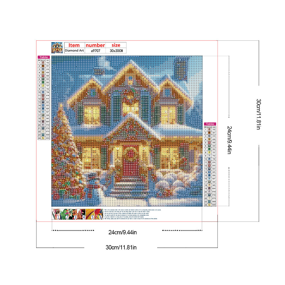 Winter Night Christmas House - Full Round Drill Diamond Painting 30*30CM