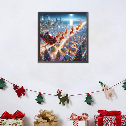 Santa Claus Over Town - Full Round Drill Diamond Painting 30*30CM