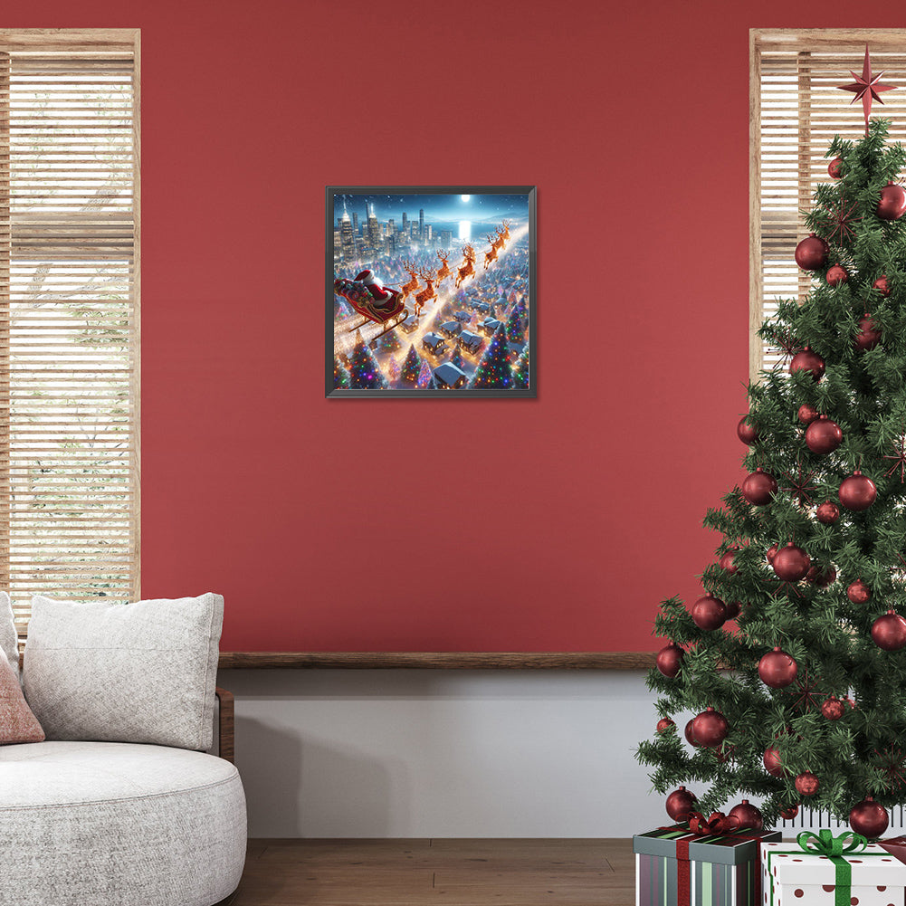 Santa Claus Over Town - Full Round Drill Diamond Painting 30*30CM