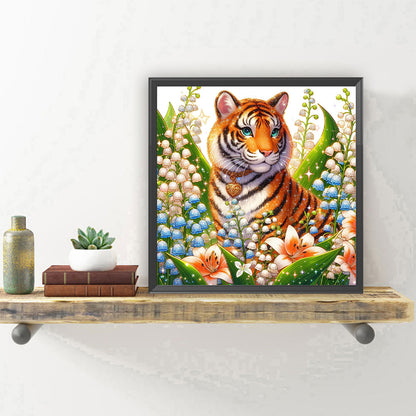 Tiger And Flowers - Full Round Drill Diamond Painting 30*30CM