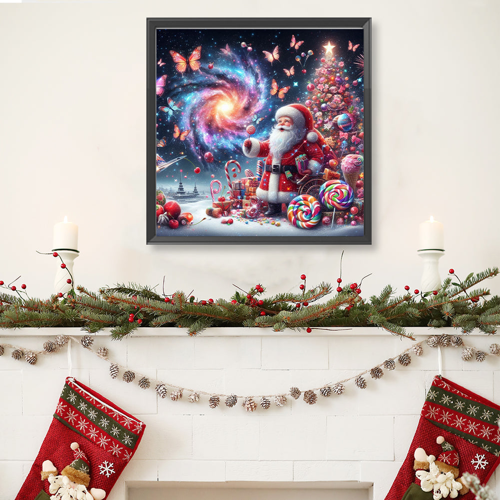 Santa Claus And Starry Sky - Full Round Drill Diamond Painting 40*40CM