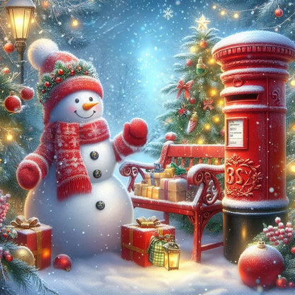 Christmas Snowman And Mailbox - Full Round Drill Diamond Painting 40*40CM